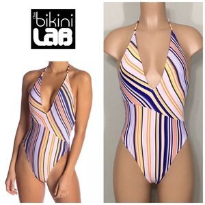 Bikini Lab stripe cheeky swimsuit. NWOT